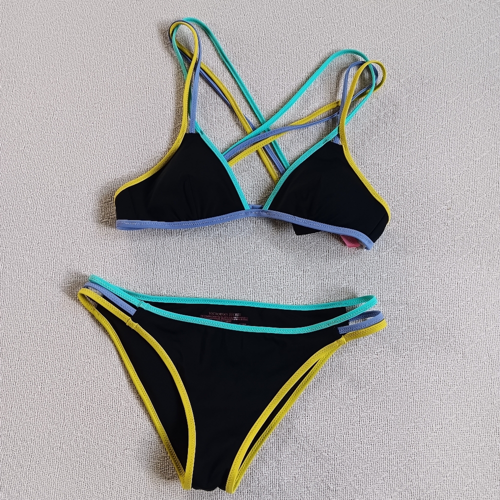 victorias secret ♡ bikini set y2k neon retro beach swim sporty festival small me